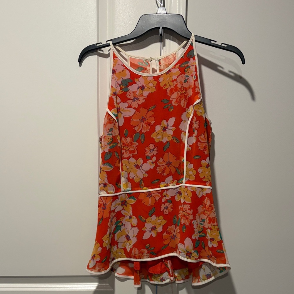 Floral Sleeveless Top - Red/Orange
